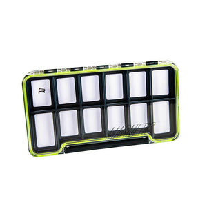 Large Fly Box for Medium Flies - 12 Magnetic Strips 12 MAGNETIC white compartments hold flies automatically Slimline fly box 12 Magnetic white 'working patterns' compartments that prevent flies being blown away. We use these for our tray of flies that we've used through the days fishing. Clear view lids make fly selection easy and quick 18.8cm Length x 10.3cm Wide x 1.7cm Deep Flies not included